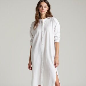 J. Crew - Size S -Cover- Up Dress Cotton Long Beach Shirt - Slits in White - NEW
